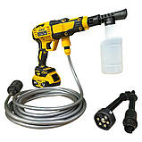 Портативна мийка DeWalt DCPW550B 36В Акумуляторна мийка з шлангом 5м Міні-мийка Деволт з насадками в комплекті, фото 6
