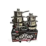 Набір каструль і сковорідка Zepline 12 предметів Комплект каструль з нержавіючої сталі з кришками К2, фото 7