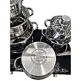 Набір каструль і сковорідка Zepline 12 предметів Комплект каструль з нержавіючої сталі з кришками К2, фото 10