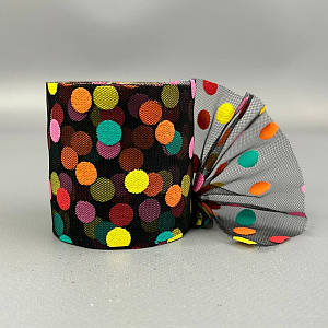 Фатин у рулонах 6 см, моток 10 м - чорний у горох