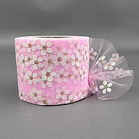 Фатин у рулонах 6 см, моток 22 м - рожевый у ромашку