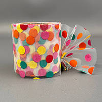 Фатин у рулонах 6 см, моток 10 м - білий у горох