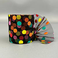 Фатин у рулонах 6 см, моток 10 м - чорний у горох