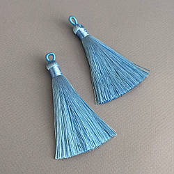 Шовкові китиці для сережок 8 см - блакитний світлий