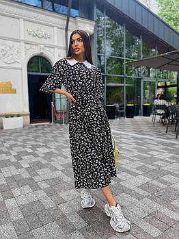 Сукня жіноча ніжна із софту у квітковий принт довжина міді (Норма)