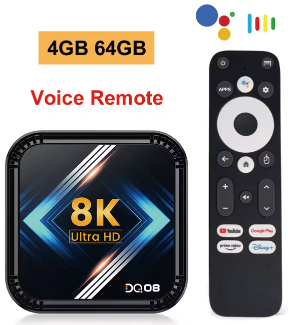 DQ08 Smart TV Box | 4G+64G | Android 13 | Голосове керування | ІЧ-пульт