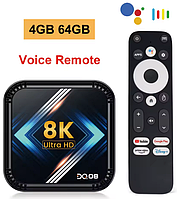 DQ08 Smart TV Box | 4G+64G | Android 13 | Голосове керування | ІЧ-пульт