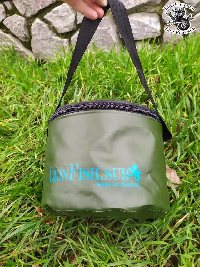 Складное Рыболовное Ведро LionFish.sub на 8л. для Рыбалки, Прикормки, Охоты, Трофейной Рыбы из ПВХ Skladnyye Vodra LionFish.sub dlya rybalki, prikormki, okhoty. Udobnaya Germo sumka dlya trofeyev