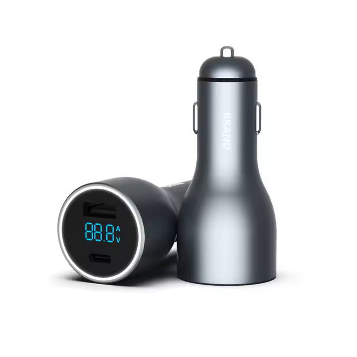 Автомобільна зарядка Kuulaa 118 Вт з вольтметром, для ноутбуків і телефонів, двоканальна (Type-C + USB), фото 1