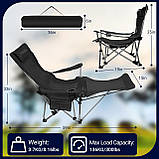 Складне крісло для кемпінгу з відкидною підставкою для ніг та підголівником, фото 6