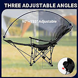 Складне крісло для кемпінгу з відкидною підставкою для ніг та підголівником, фото 7