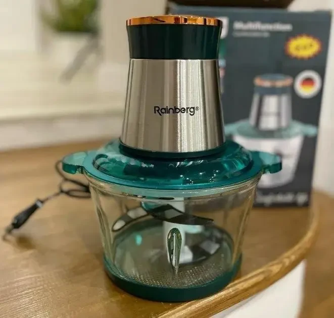 Кухонний подрібнювач блендер чопер електричний Rainberg RB-2201 1300 Вт для подрібнення продуктів із чашею н, фото 1
