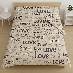 Полуторна підковдра (Полісатин) "Love" 150х220 см