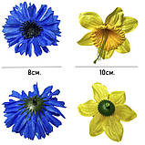 Штучні квіти букет атласні волошки з нарцисами серія Україна, 52см, фото 4