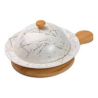 Маслянка порцелянова 25*18,5*9 см на бамбуковій підставці HP-1224