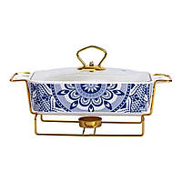 Марміт керамічний із скляною кришкою 38х18.5х15.5 см на металевій підставці 1 л SA1107-S