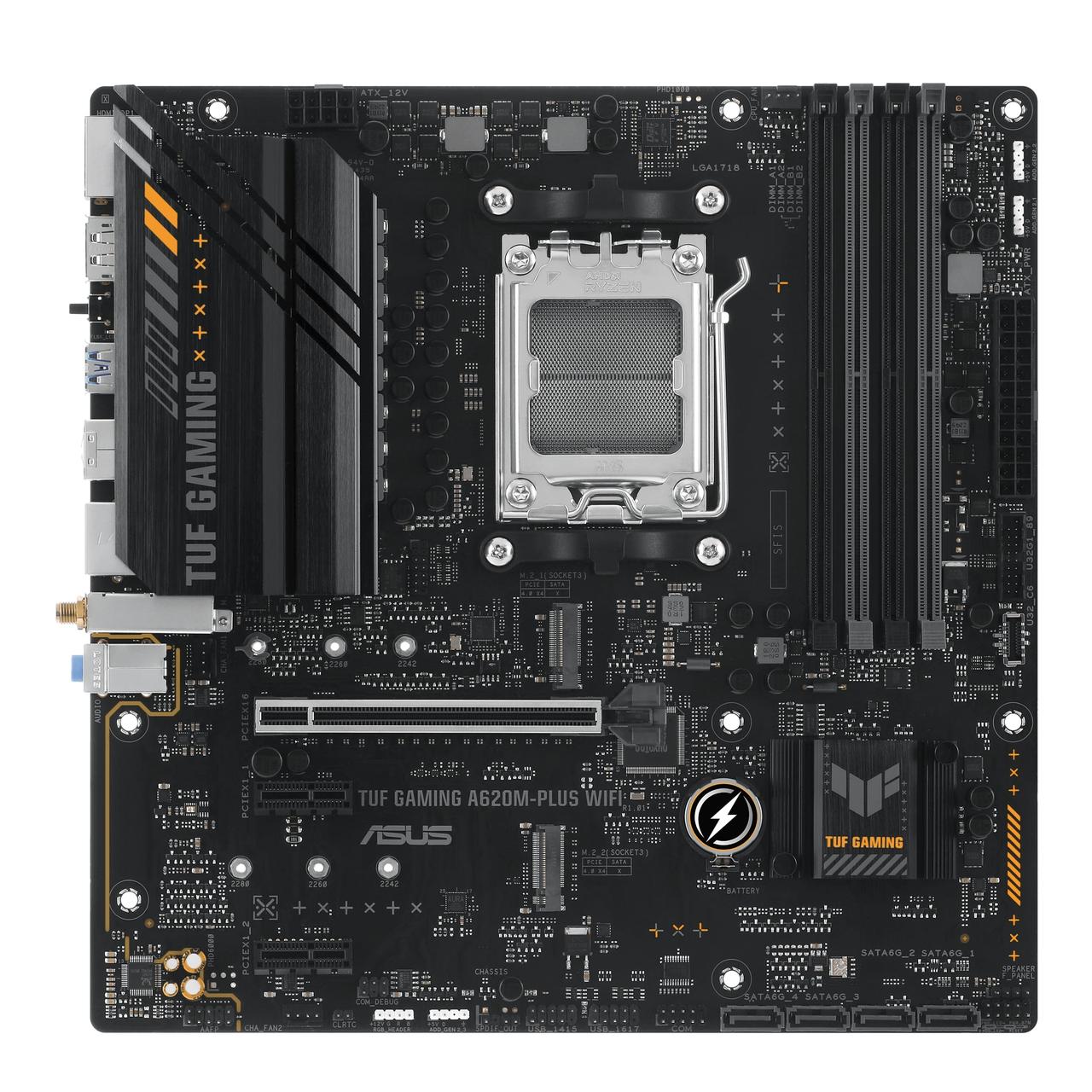 ASUS Материнcька плата A620M-F GAMING WIFI sAM5 A620 4xDDR5 HDMI DP Wi-Fi BT mATX