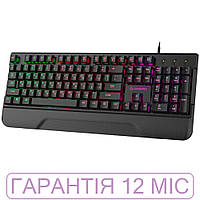 Ігрова клавіатура з RGB-підсвіткою GamePro Headshot USB, чорна, мембранна, геймерська, з підставкою для рук