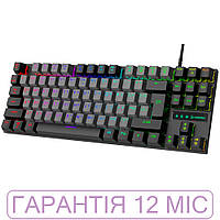 Ігрова клавіатура механічна з підсвіткою GamePro MK100B Blue Switch TKL, чорна, провідна, без нумпада