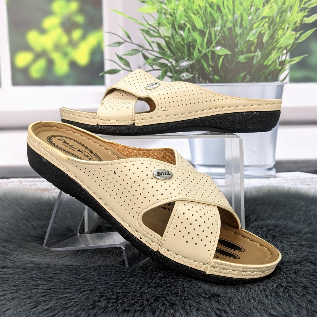 Шльопанці жіночі Dali бежеві великі розміри 4883, фото 1