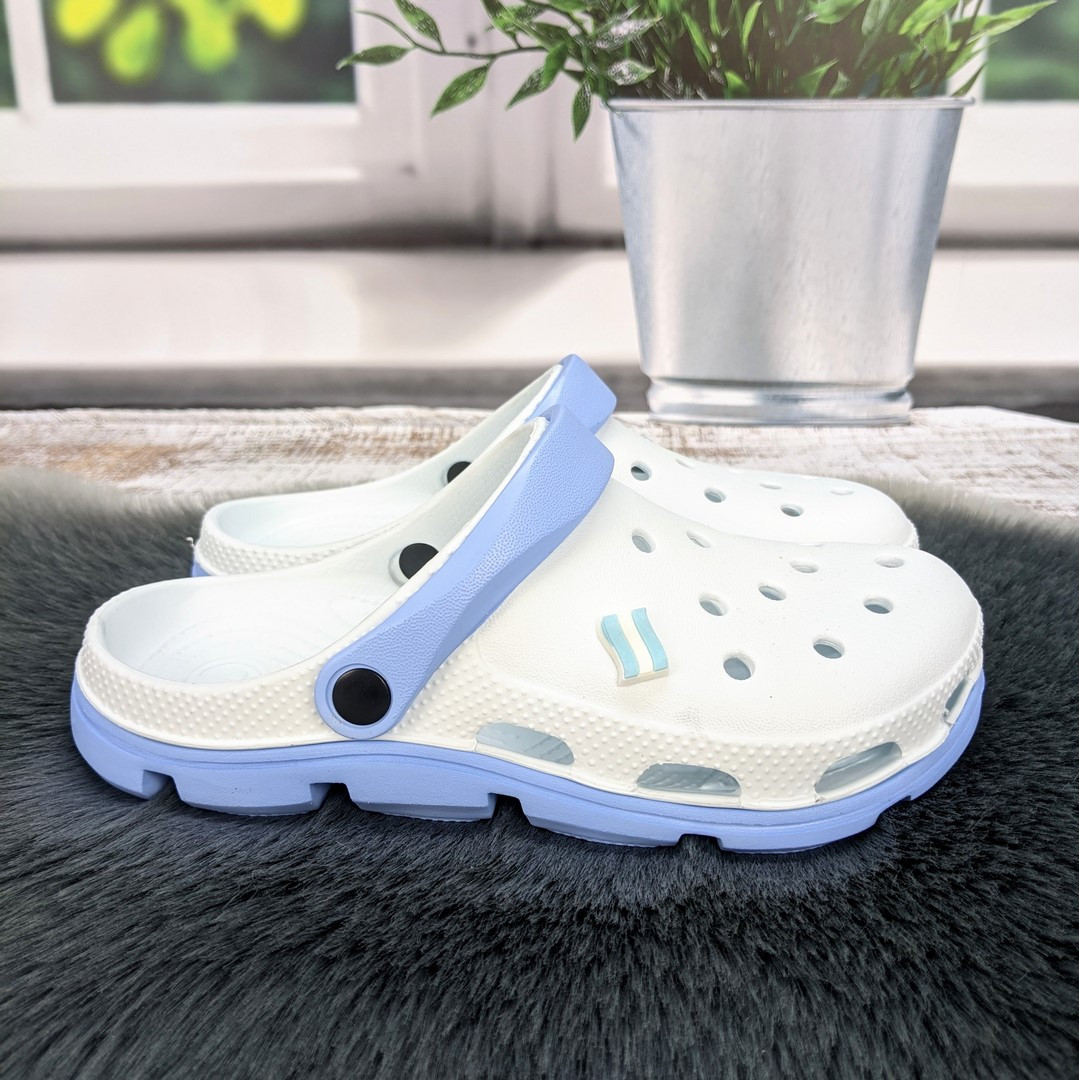 Крокси жіночі Jose Amorales білі з блакитним піна 2709