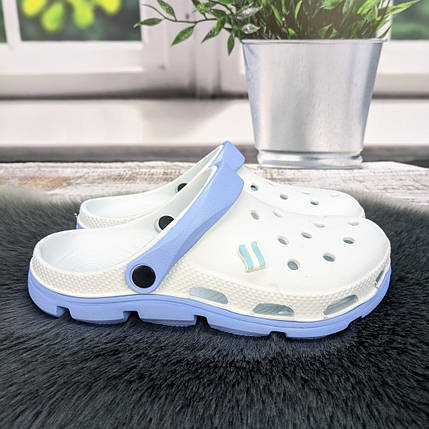 Крокси жіночі Jose Amorales білі з блакитним піна 2709, фото 1