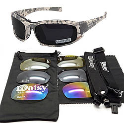 Захисні тактичні сонцезахисні окуляри з поляризацією Daisy X7 Піксель + 4 комплекти лінз