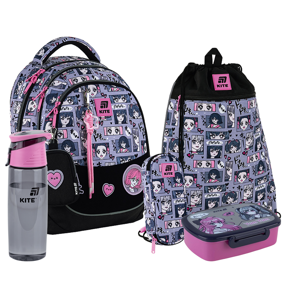 Шкільний набір Kite 5 в 1 Education Anime Girl SET_K25-700M-1
