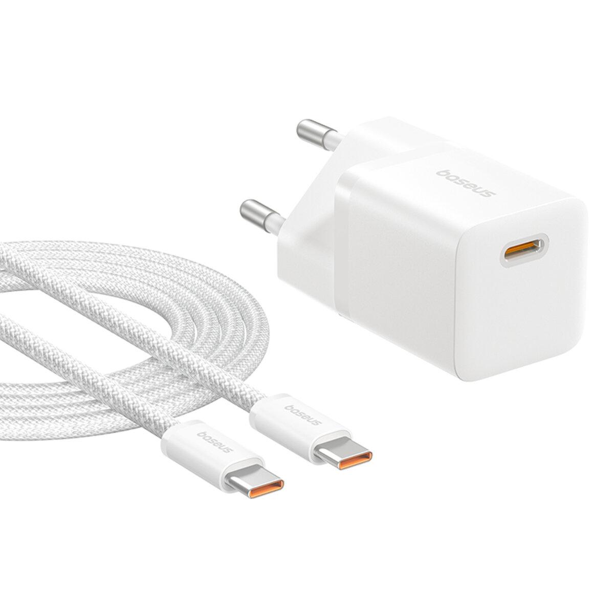 Мережевий зарядний пристрій Baseus GaN5 Fast Charger (mini) 1C 25W EU Moon White (with: Baseus Dynamic 3