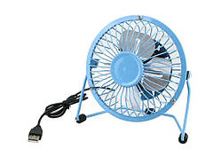 Вентилятор 2,5Вт настільний металевий 4 синій, робота від USB (149*94*155мм) 12242 ТМ GERLAX