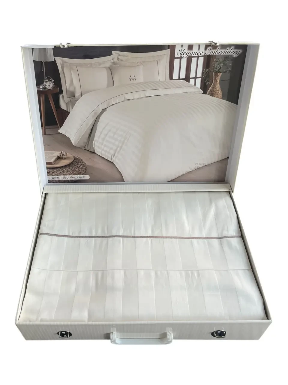 Двоспальний Євро комплект Maison D'or Elegance Ekru Сатин Преміум, фото 1