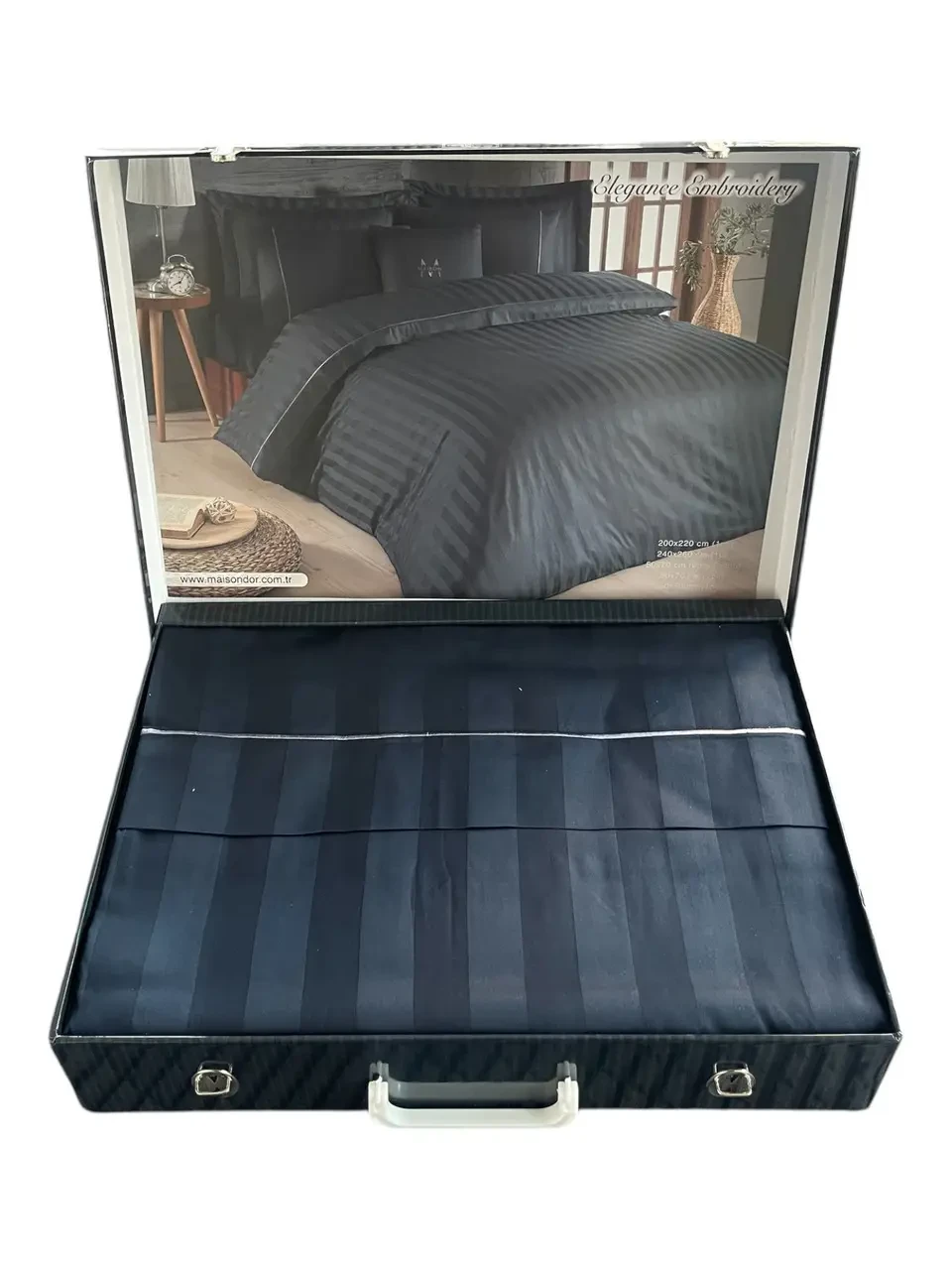 Двоспальний Євро комплект Maison D'or Elegance Antrasit Сатин Преміум, фото 1