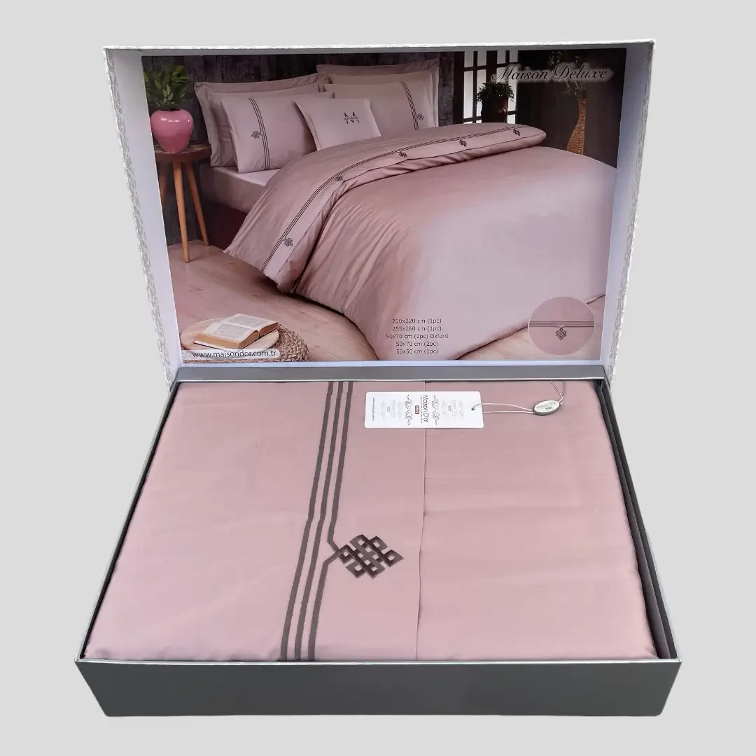 Двоспальний Євро комплект Maison D'or Rosa Grey Сатин Преміум, фото 1