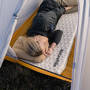 Самонадувний килимок одномісний (185х55х3.5см) Naturehike Light Grey, фото 4