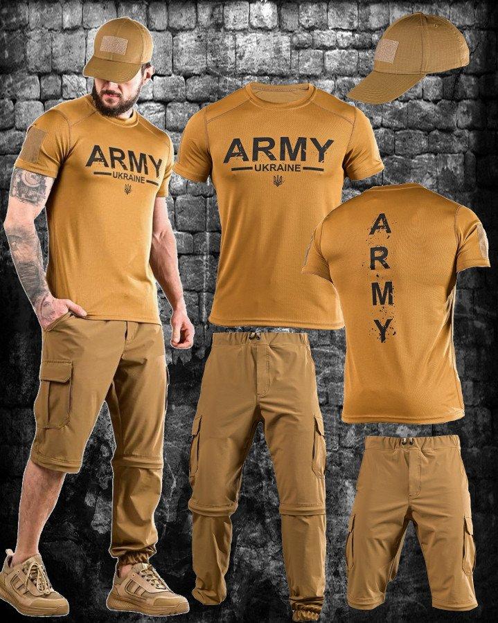 Літній тактичний костюм FREERIDE Army — штани-шорти, футболка, бейсболка