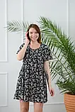 Сукня AZURI жіноча шифон квітковий принт короткий рукав 44 чорна, фото 6