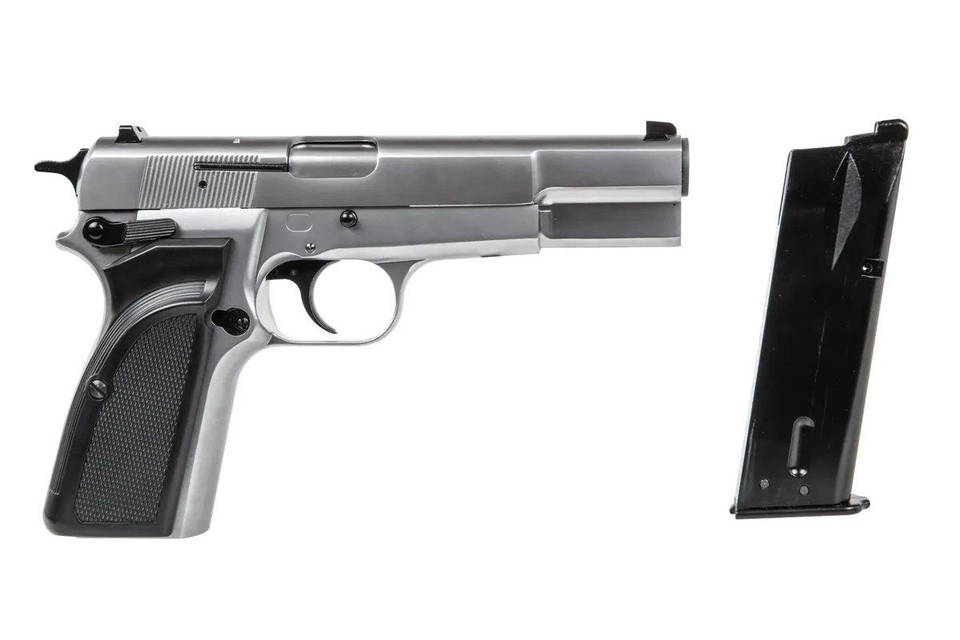タナカ　F.N. BROWNING HI-POWER Mk-Ⅲ シルバー Tanaka Browning Hi-Power MK III Stainless GBB Airsoft Pistol