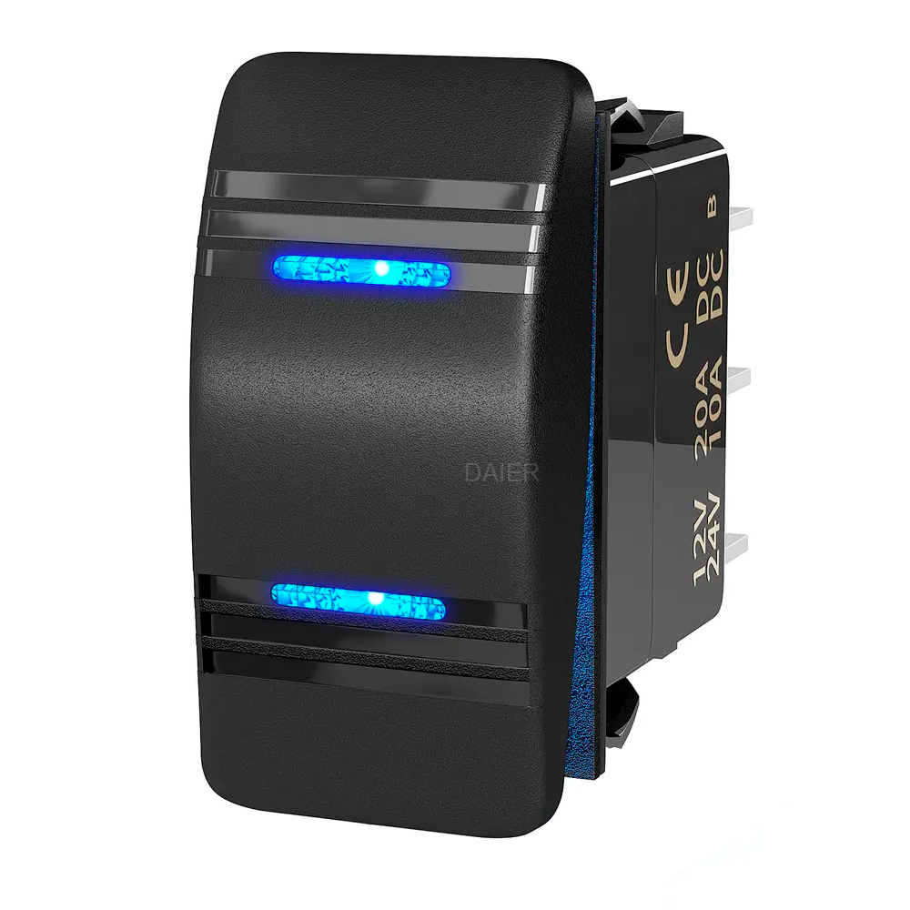 Автомобільна тумблер кнопка перемикач 3-х позиційна (ON-OFF-ON) з підсвічуванням, фото 1