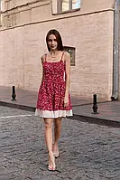 Сарафан Azuri віскоза котон бретелі квітковий принт 44 червоний