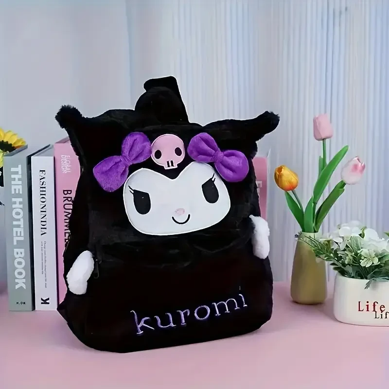 Рюкзак  Sanrio Kuromi Куромі хутро чорний