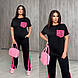 Жіночий спортивний костюм з двонитки зі вставками (Батал), фото 7