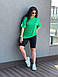 Жіночий спортивний костюм на літо футболка і велосипедки з двонитки (Батал), фото 5