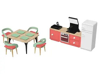 Іграшкові дерев'яні кухонні меблі для лялькового будинку Playtive