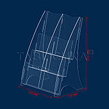 Буклетниця (під флаєри) на 6 кишень PP-DL-8, акрил прозорий 1,8 мм, фото 2