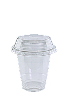 Стакан пластиковий 250мл з плоскою кришкою без отвору (100шт)