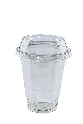 Стакан пластиковий 360мл з плоскою кришкою (без отвору) - 100шт