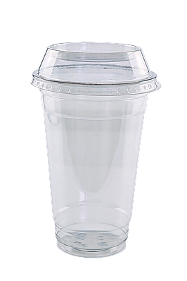 Стакан пластиковий 420мл з плоскою кришкою (без отвору) - 100шт