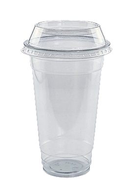 Стакан пластиковий 540мл з плоскою кришкою (без отвору) - 100шт