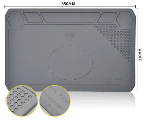 Килимок для паяння силіконовий термокилимок TE-615 350x220мм для розбирання та паяння електроніки, фото 1