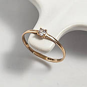 Каблучка золота класична з одним цирконом тонке